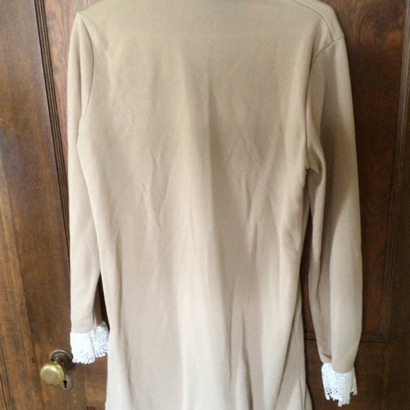 Women's Patchwork Floral Lace Sweatshirt Dress in Khaki sz small - Picture 8 of 9